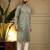 Men's mehendi khadi cotton mirror embroidered kurta with pajama set