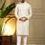 Men's white khadi cotton mirror embroidered kurta with pajama set
