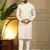 Men's white khadi cotton mirror embroidered kurta with pajama set