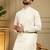 Men's white khadi cotton mirror embroidered kurta with pajama set