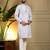 Men's blue jacquard woven kurta with pajama set
