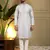 Men's grey jacquard woven kurta with pajama set
