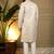 Men's mustard jacquard woven kurta with pajama set