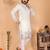 Men's white linen cotton sequins embroidered kurta with pajama set