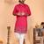 Men's pink linen cotton sequins embroidered kurta with pajama set