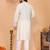 Men's white linen cotton sequins embroidered kurta with pajama set