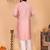 Men's peach linen cotton sequins embroidered kurta with pajama set