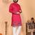 Men's pink linen cotton sequins embroidered kurta with pajama set