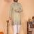 Men's sea green linen cotton sequins embroidered kurta with pajama set