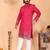 Men's pink linen cotton sequins embroidered kurta with pajama set