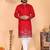Men's red linen cotton sequins embroidered kurta with pajama set