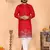 Men's red linen cotton sequins embroidered kurta with pajama set