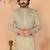 Men's sea green linen cotton sequins embroidered kurta with pajama set