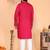 Men's pink linen cotton sequins embroidered kurta with pajama set