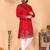 Men's red linen cotton sequins embroidered kurta with pajama set
