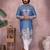 Men's blue khadi cotton sequins embroidered kurta with pajama set