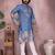 Men's blue khadi cotton sequins embroidered kurta with pajama set
