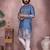 Men's blue khadi cotton sequins embroidered kurta with pajama set