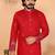 Men's red linen cotton sequins embroidered kurta with pajama set