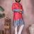 Men's gajri red khadi cotton sequins embroidered kurta with pajama set