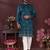 Men's teal silk sequins embroidered kurta with pajama set