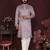 Men's purple silk sequins embroidered kurta with pajama set