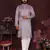 Men's purple silk sequins embroidered kurta with pajama set