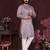 Men's purple silk sequins embroidered kurta with pajama set