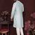 Men's turquoise silk sequins embroidered kurta with pajama set