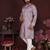 Men's purple silk sequins embroidered kurta with pajama set
