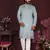 Men's blue silk sequins embroidered kurta with pajama set
