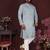 Men's blue silk sequins embroidered kurta with pajama set
