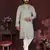 Men's grey silk sequins embroidered kurta with pajama set