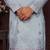 Men's blue silk sequins embroidered kurta with pajama set