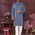 Men's blue silk mirror embroidered kurta with pajama set
