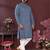 Men's blue silk mirror embroidered kurta with pajama set