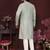 Men's grey silk sequins embroidered kurta with pajama set