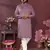 Men's wine silk mirror embroidered kurta with pajama set