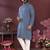 Men's blue silk mirror embroidered kurta with pajama set