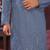 Men's blue silk mirror embroidered kurta with pajama set