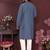 Men's blue silk mirror embroidered kurta with pajama set