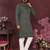 Men's bottle green silk mirror embroidered kurta with pajama set