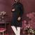 Men's black silk mirror embroidered kurta with pajama set