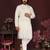 Men's white silk mirror embroidered kurta with pajama set