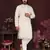Men's white silk mirror embroidered kurta with pajama set