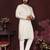 Men's white silk mirror embroidered kurta with pajama set