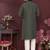 Men's bottle green silk mirror embroidered kurta with pajama set