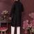 Men's black silk mirror embroidered kurta with pajama set