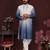 Men's blue cotton silk sequins embroidered kurta with pajama set