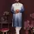 Men's blue cotton silk sequins embroidered kurta with pajama set